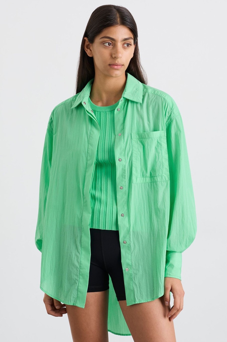 Tops Aje ATHLETICA | Perforated Longline Shirt 406 Marine Green